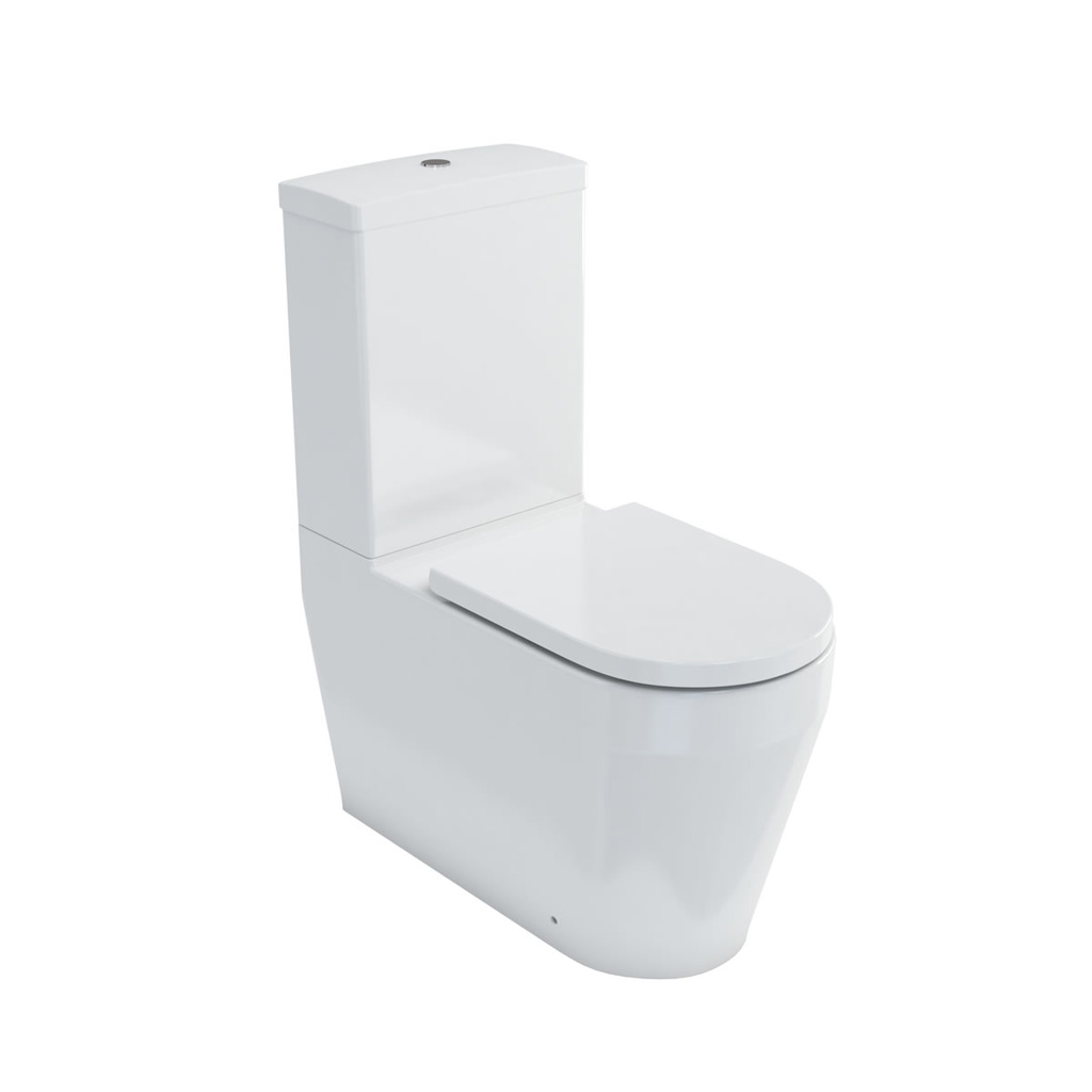 Base Smooth Push Button Close Couple Cistern - White - Claygate