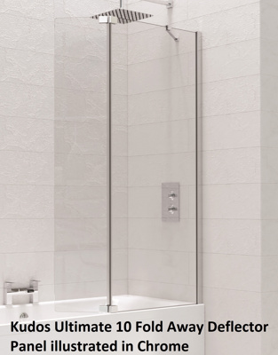 Kudos Ultimate10  Fold Away Bath Screen Deflector Panel (right hand) - Brushed Nickel