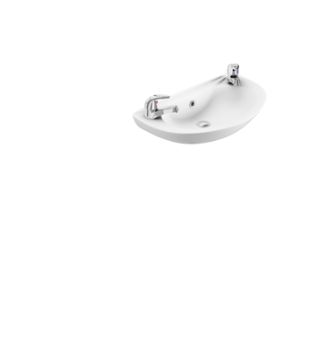 Base Round Cloakroom Basin 450mm x 270mm - 2 Tap Hole - White 