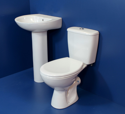 Base WC and Basin Set with 2 Tap Hole 500mm Basin (Incl. basin, pedestal, pan, cistern)