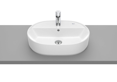 Roca The Gap 550 x 400mm 1 Tap Hole Round On-Countertop Basin - White
